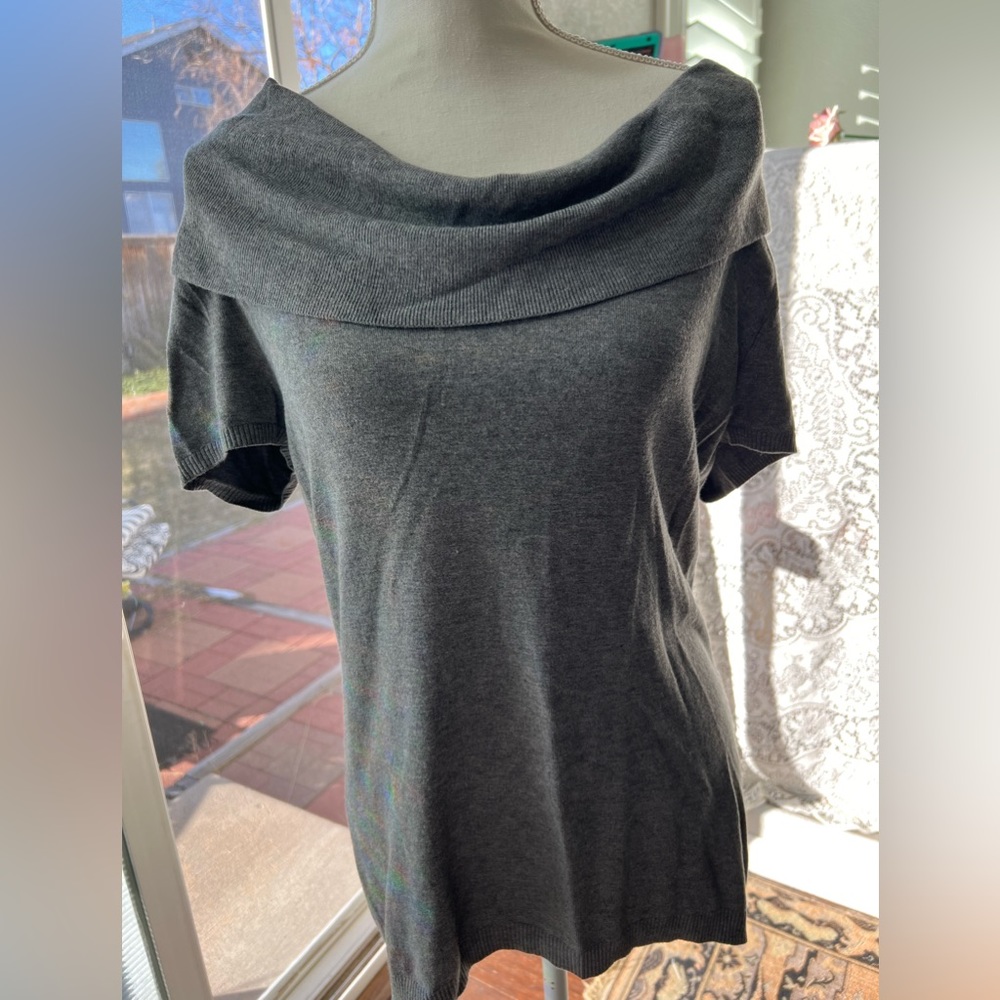 Gray on or off shoulder with sleeves sweater